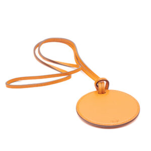 Collier et pendentif miroir en cuir Swift orange – Image 2