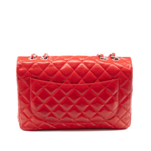 Sac Grand Classique Jumbo Simple flap en cuir souple rouge – Image 4