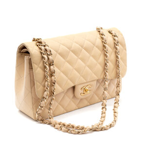 Sac Grand Classique Jumbo en cuir d'agneau matelassé beige – Image 1