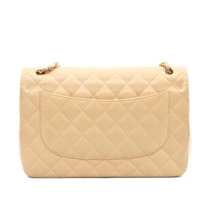 Sac Grand Classique Jumbo en cuir d'agneau matelassé beige – Image 3