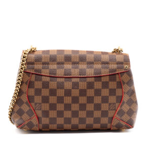 Sac Caissa Clutch Toile Damier et cuir Cerise – Image 4