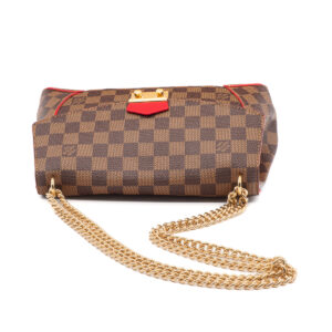 Sac Caissa Clutch Toile Damier et cuir Cerise – Image 3