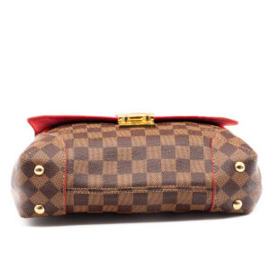 Sac Caissa Clutch Toile Damier et cuir Cerise – Image 2