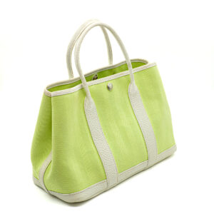 Sac Garden 30 en toile Lime et cuir Clemence blanc – Image 4