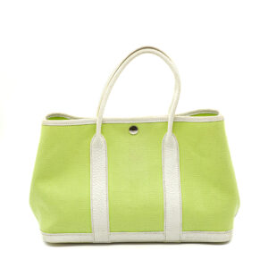 Sac Garden 30 en toile Lime et cuir Clemence blanc – Image 1