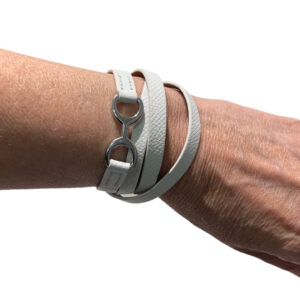Bracelet Pavane quatre-tours cuir gréné blanc – Image 1
