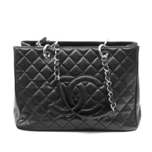 Grand Shopping Tote en cuir Caviar noir – Image 1
