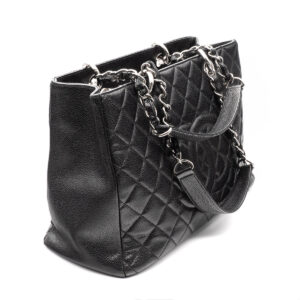Grand Shopping Tote en cuir Caviar noir – Image 5