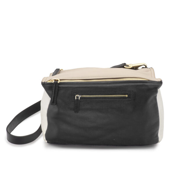 Sac Pandora Médium en cuir souple tricolore noir, beige et blanc-0