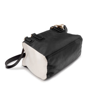 Sac Pandora Médium en cuir souple tricolore noir, beige et blanc - Imagen 2