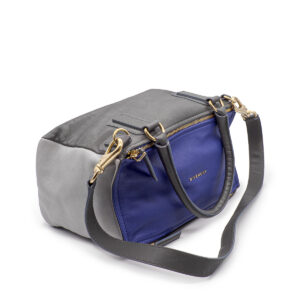 Sac Pandora Medium en cuir tricolore gris foncé, gris souris, bleu électrique – Image 3