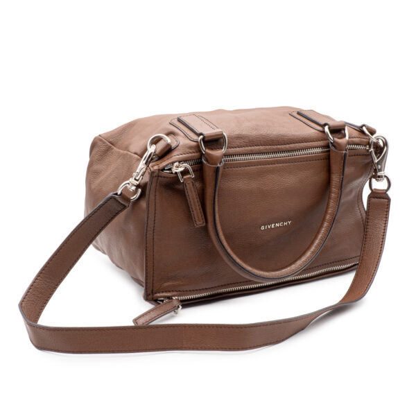 Sac Pandora Médium en cuir de chèvre marron-0