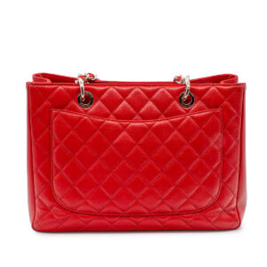 Large Shopping Tote in Red Caviar Leather - Image 5
