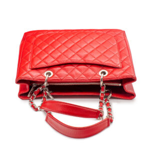 Large Shopping Tote in Red Caviar Leather - Image 4