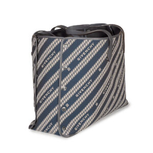 Large Bond Shopper shopping bag in blue Jacquard Chain canvas - Image 4
