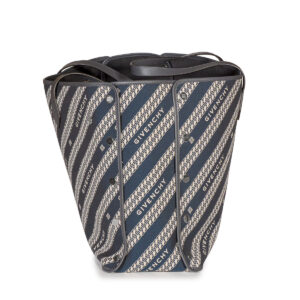 Large Bond Shopper shopping bag in blue Jacquard Chain canvas - Image 3