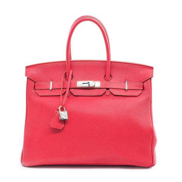 Sac à main Birkin 35 en cuir Togo Rouge Rubis-0