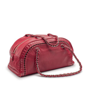 Sac à main Chanel Bowling en cuir Bordeaux - Imagen 5