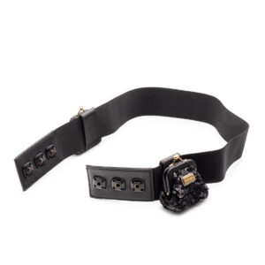 Ceinture-porte-monnaie en toile élastique et cuir noir – Image 3