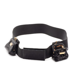 Ceinture-porte-monnaie en toile élastique et cuir noir – Image 4