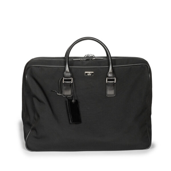 Baggage souple "Long Week-end" en toile et cuir noir-0