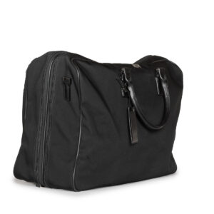 Baggage souple "Long Week-end" en toile et cuir noir – Image 5