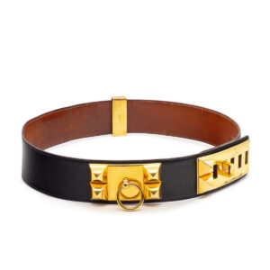 Ceinture Collier de Chien en cuir boxcalf noir Taille 85 - Image 1