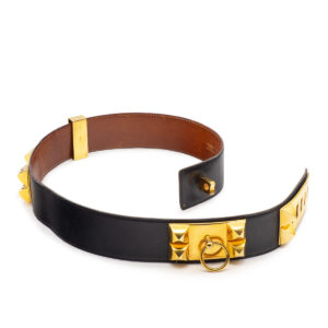 Ceinture Collier de Chien en cuir boxcalf noir Taille 85 - Image 3