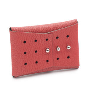 Porte-cartes en cuir gréné rouge - Image 3
