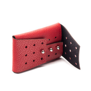 Porte-cartes en cuir gréné rouge - Image 1