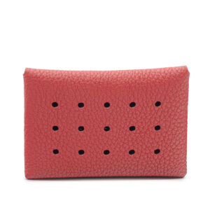 Porte-cartes en cuir gréné rouge - Image 2