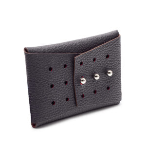 Porte-cartes en cuir gréné noir – Image 2