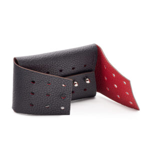 Porte-cartes en cuir gréné noir – Image 1
