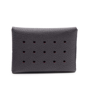 Porte-cartes en cuir gréné noir – Image 3