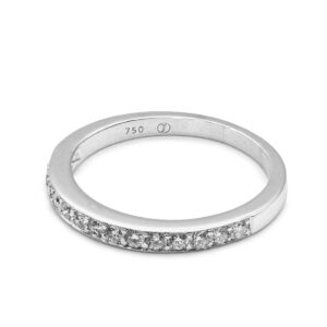 Demi-alliance en or blanc 18k sertie de diamants - Imagen 2