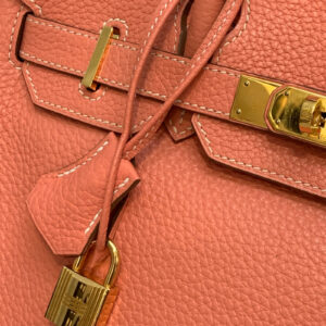 Sac à main Birkin 30 en cuir Clémence Rose Crevette - Imagen 6