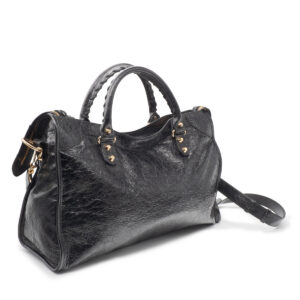 Sac City en cuir vieilli et bijouteries dorées. – Image 3