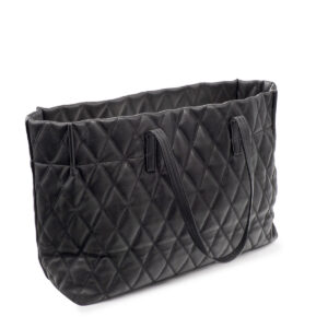 Sac Shopping Tote Grand Modèle en cuir matelassé noir – Image 3