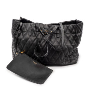Sac Shopping Tote Grand Modèle en cuir matelassé noir – Image 5