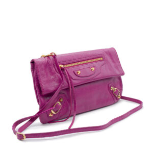 Pochette City avec bandoulière amovible en cuir vieilli rose fucshia - Image 2