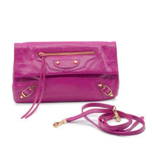 Pochette City avec bandoulière amovible en cuir vieilli rose fucshia - Image 1