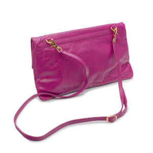 Pochette City avec bandoulière amovible en cuir vieilli rose fucshia - Image 3