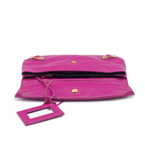 Pochette City avec bandoulière amovible en cuir vieilli rose fucshia - Image 4