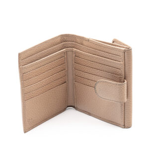 Porte-monnaie, billets et cartes de crédit en cuir gréné beige – Image 3