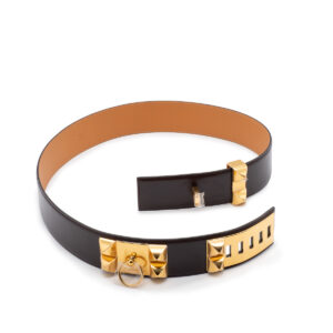 Ceinture Collier de Chien en box-calf chocolat Taille 100 cm. - Imagen 1
