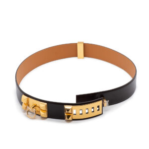 Ceinture Collier de Chien en box-calf chocolat Taille 100 cm. - Imagen 2