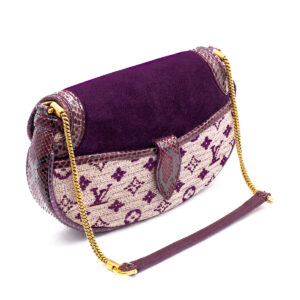 Sac à main Mon Empire Levant en tissu monogram bi-matière, veau velours et serpent violet – Image 3