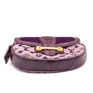 Sac à main Mon Empire Levant en tissu monogram bi-matière, veau velours et serpent violet – Image 4
