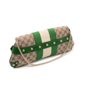 Sac d'épaule Horsebit Chain toile GG Supreme et cuir vert - Imagen 3