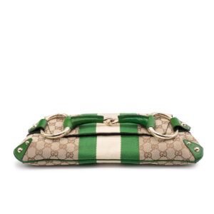 Sac d'épaule Horsebit Chain toile GG Supreme et cuir vert - Imagen 2